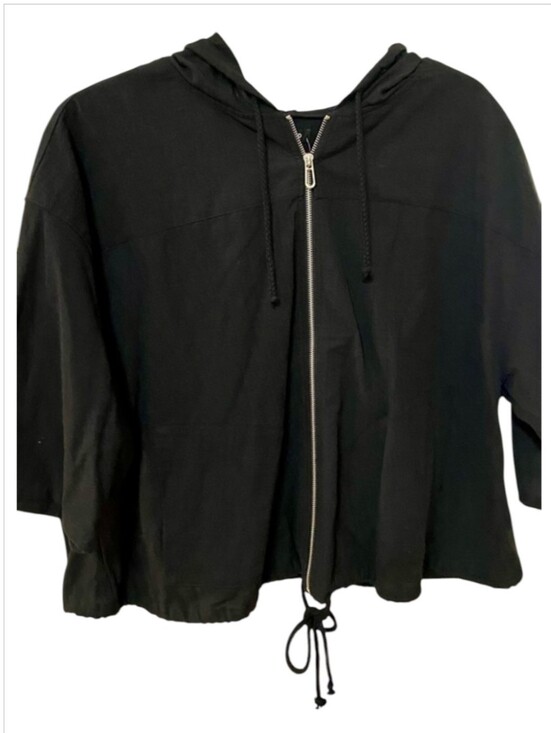 torrid Tops - Torrid Black Woven Cotton Hooded Full Zip Short Sleeve Hoodie 18/20 2X Nwt